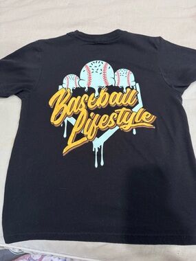 Baseball Lifestyle Graphic Tee for Kids - Black